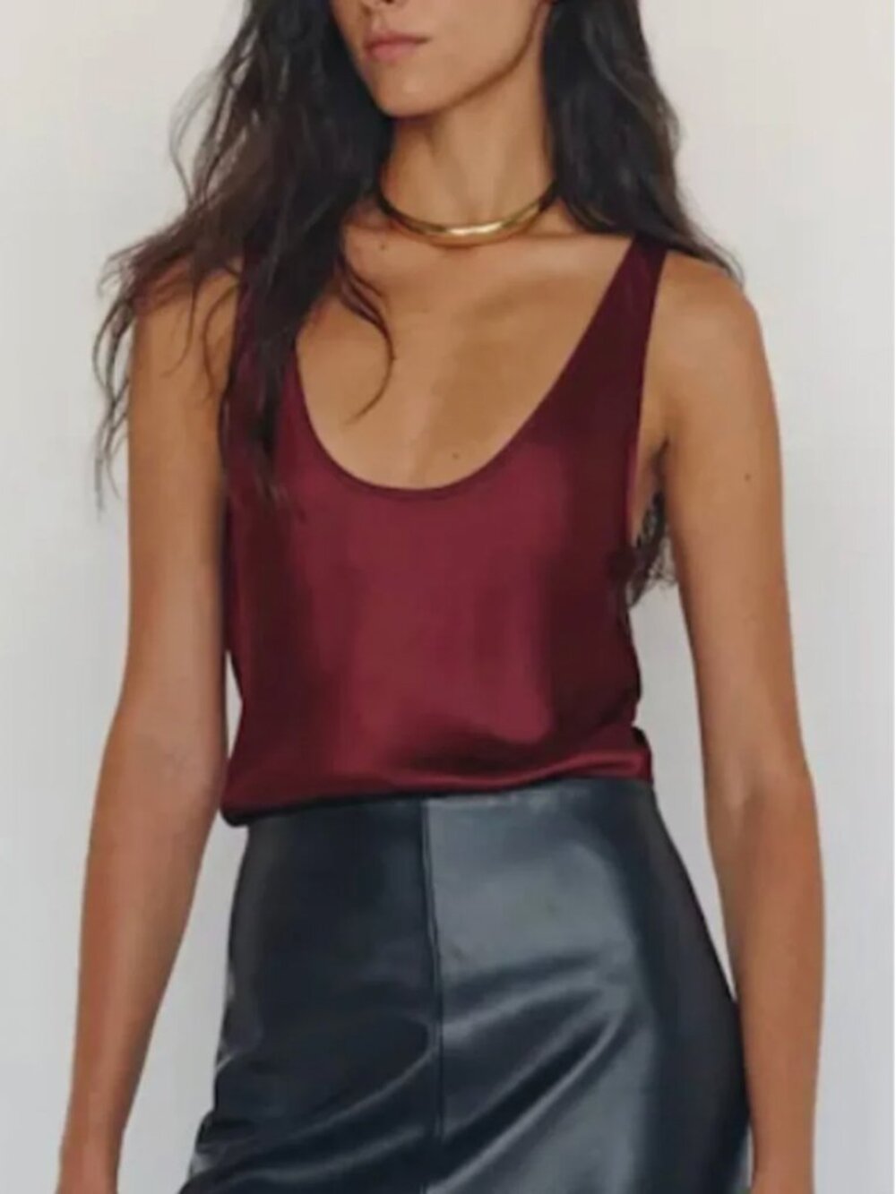 BEST Reformation Veya Silk Top - Boysenberry Wine Minimalist Quiet Lux
